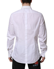 Dolce & Gabbana White Cotton GOLD Long Sleeves Dress Shirt