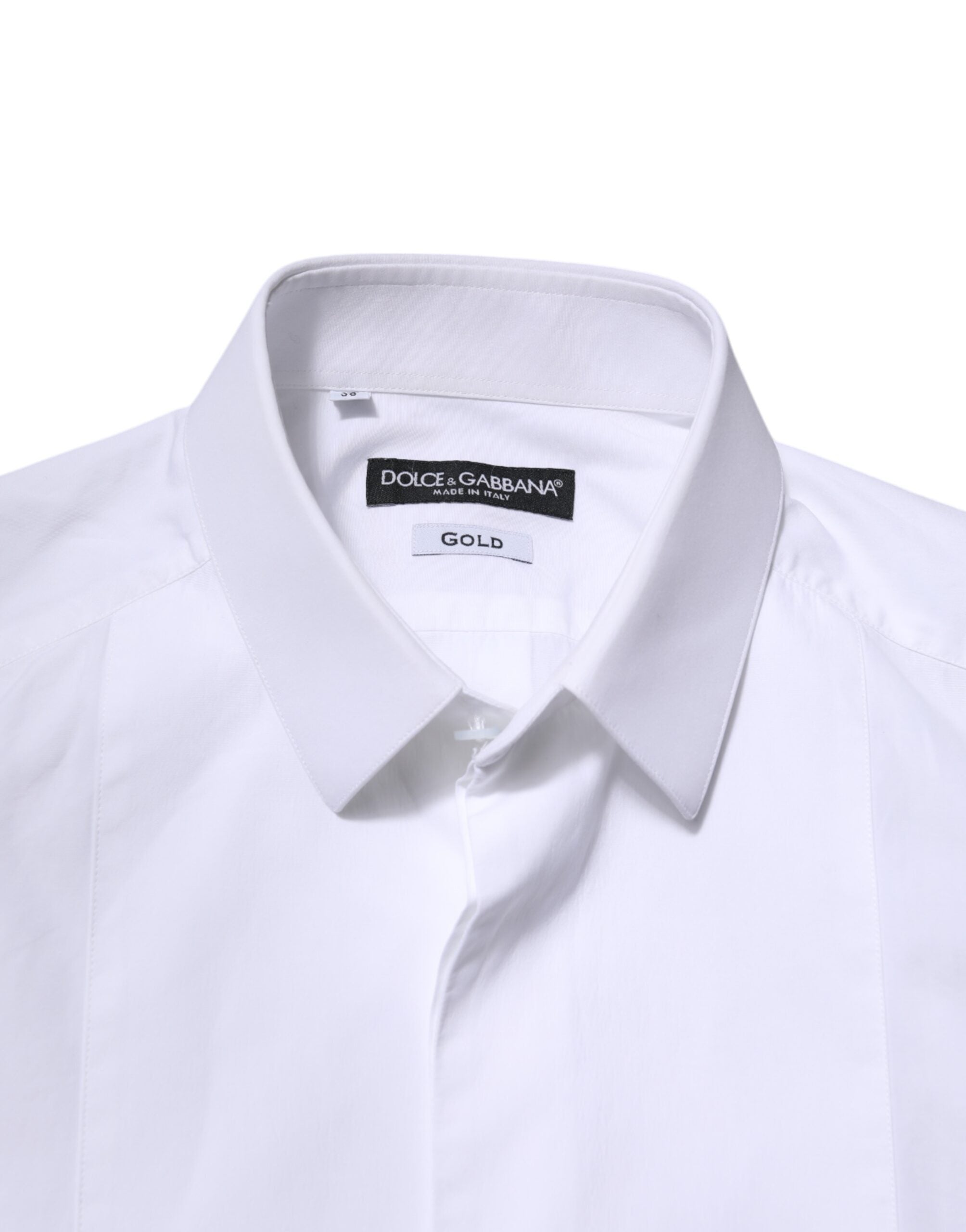 Dolce & Gabbana White Cotton GOLD Long Sleeves Men Dress Shirt