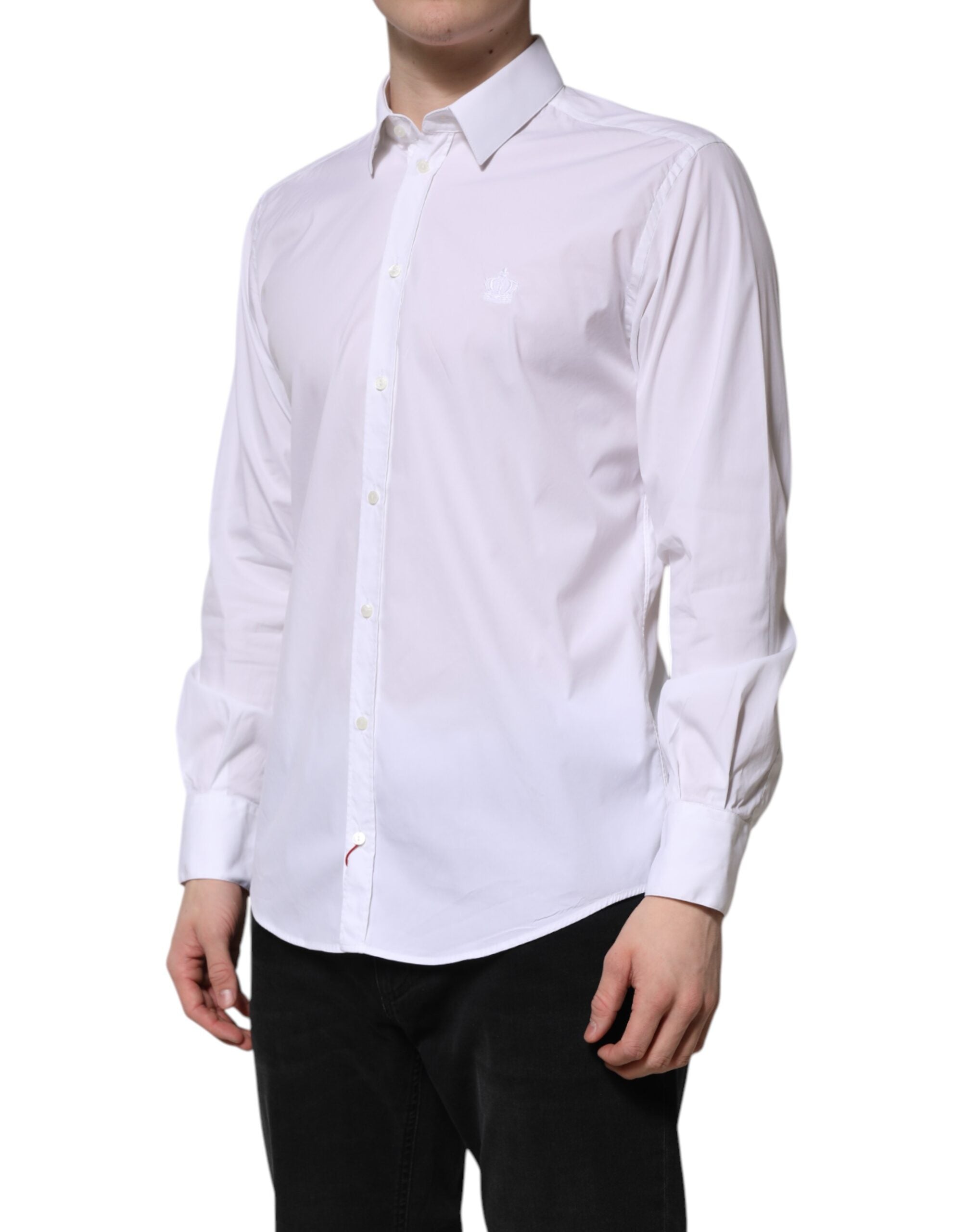 Dolce & Gabbana White Cotton MARTINI Long Sleeve Dress Shirt