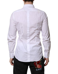 Dolce & Gabbana White Cotton GOLD Long Sleeves Dress Shirt