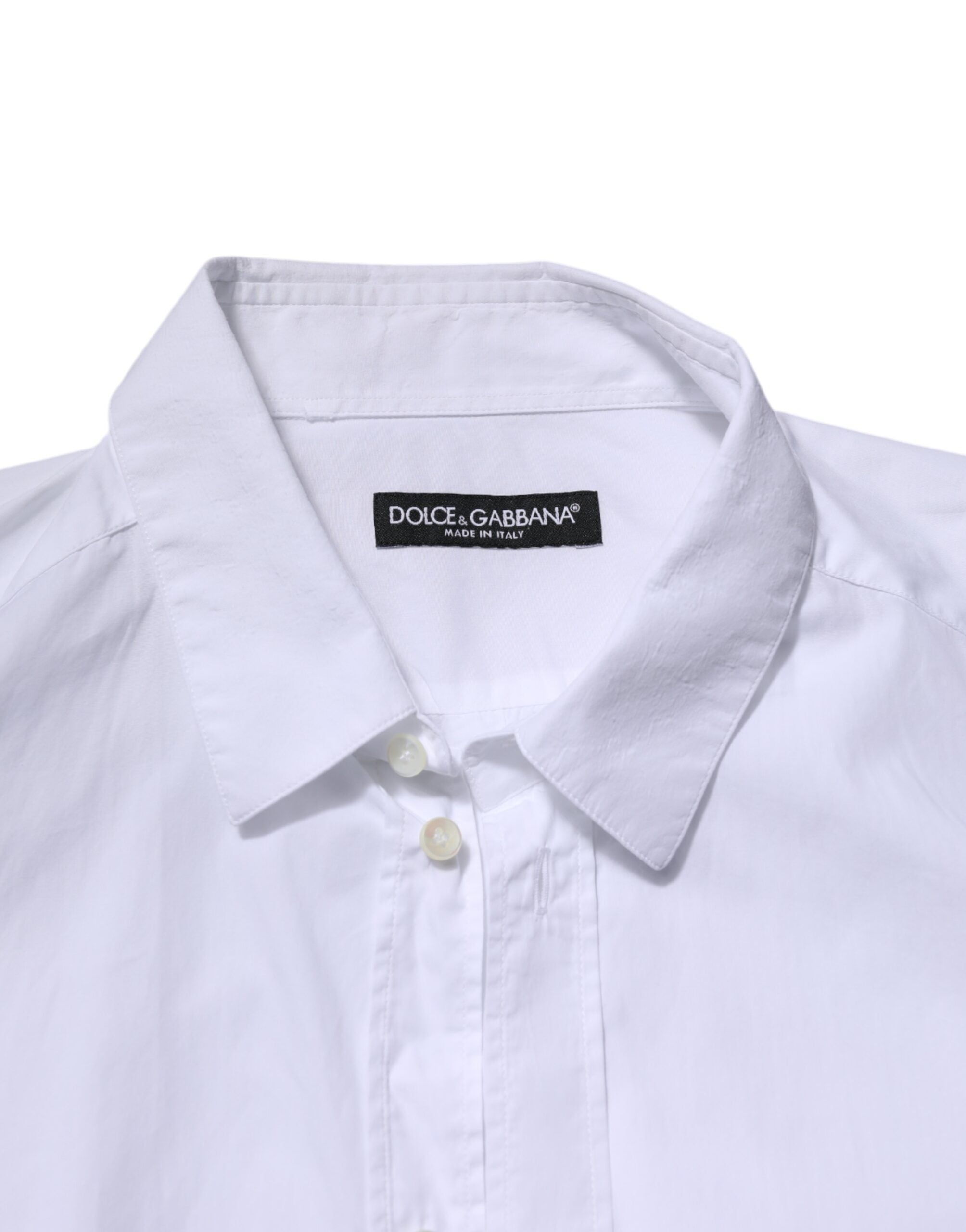 Dolce & Gabbana White Cotton Long Sleeves Dress Formal Shirt