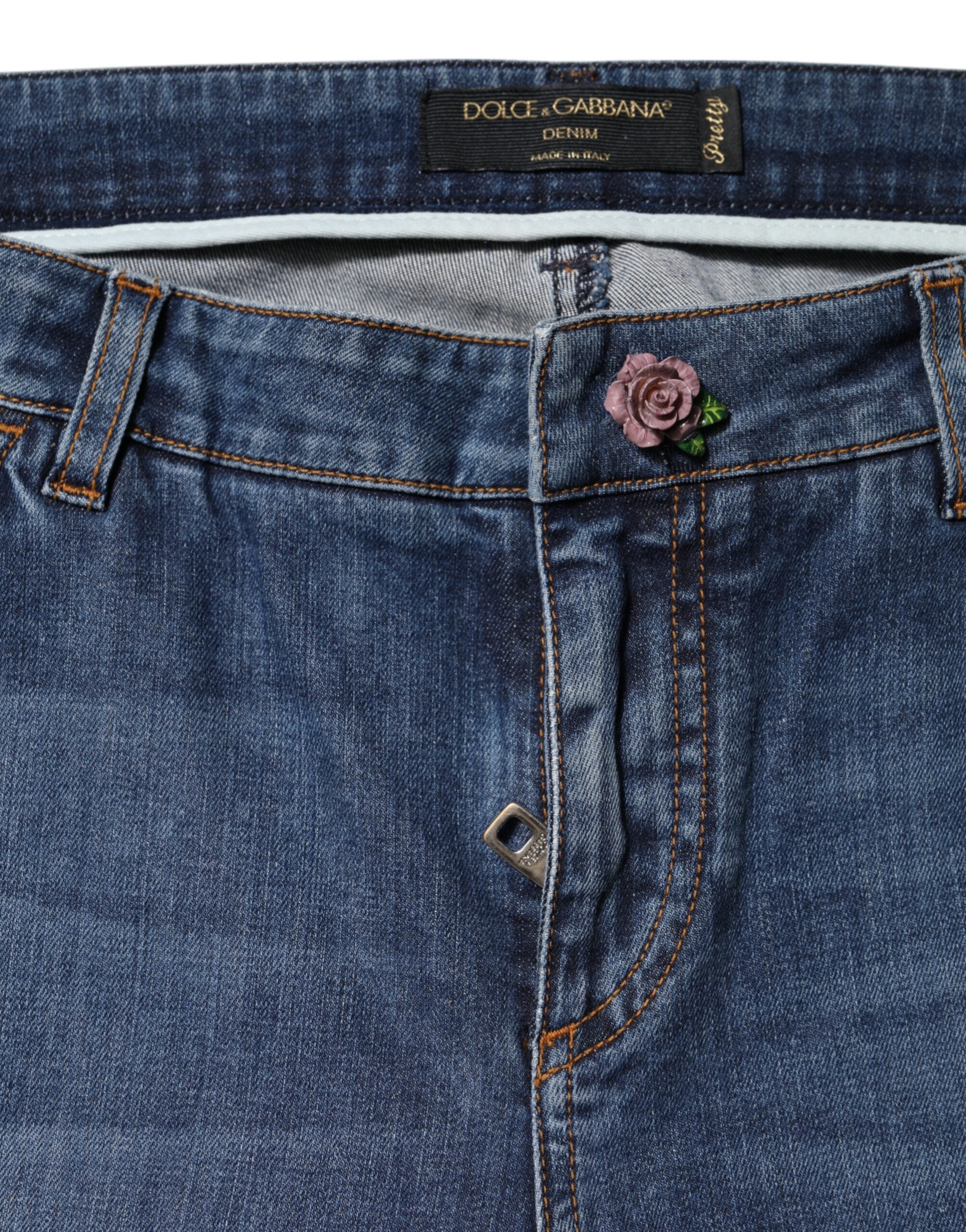 Blå skinny jeans med låg midja i bomull