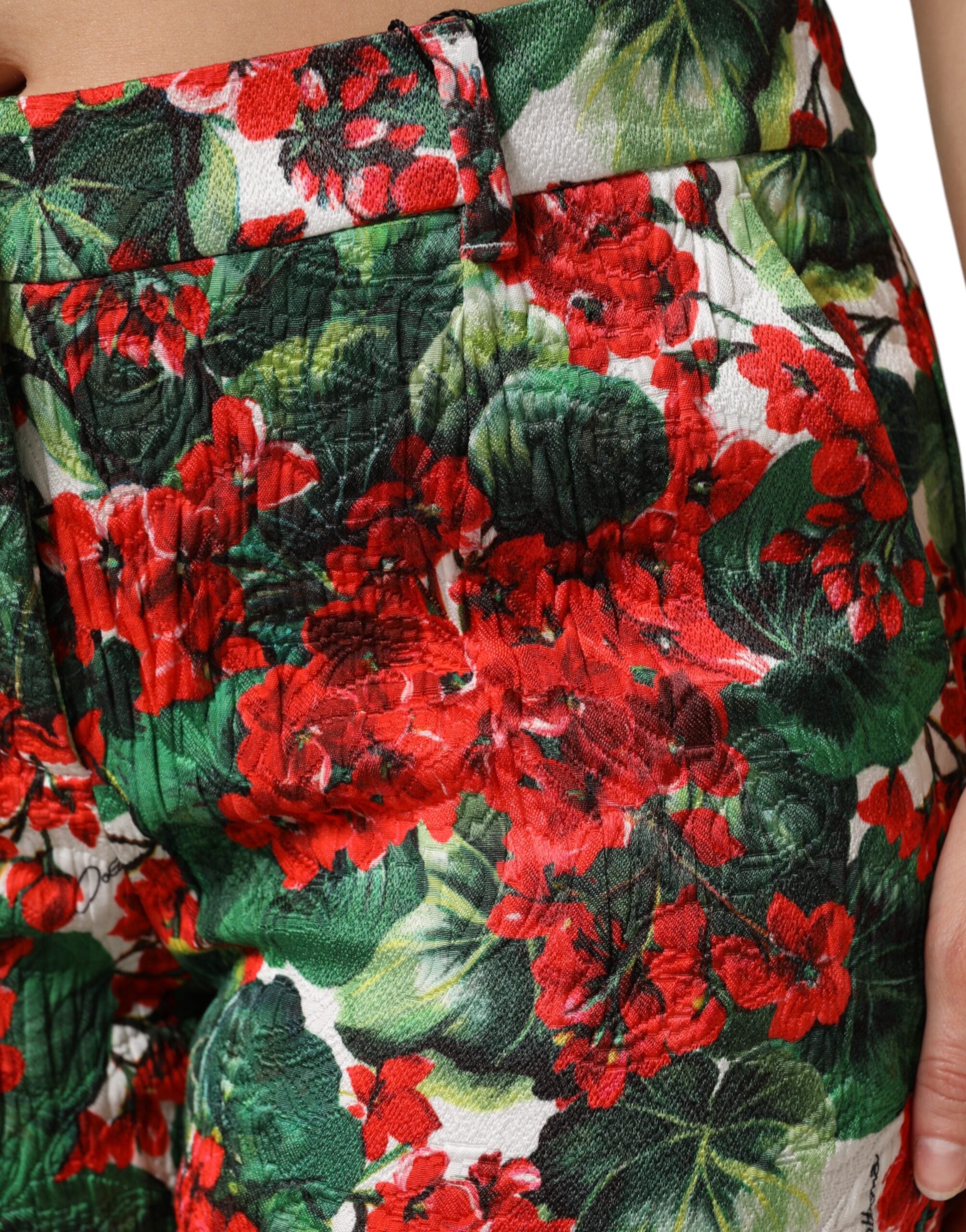 Flerfärgade blommiga beskurna byxor