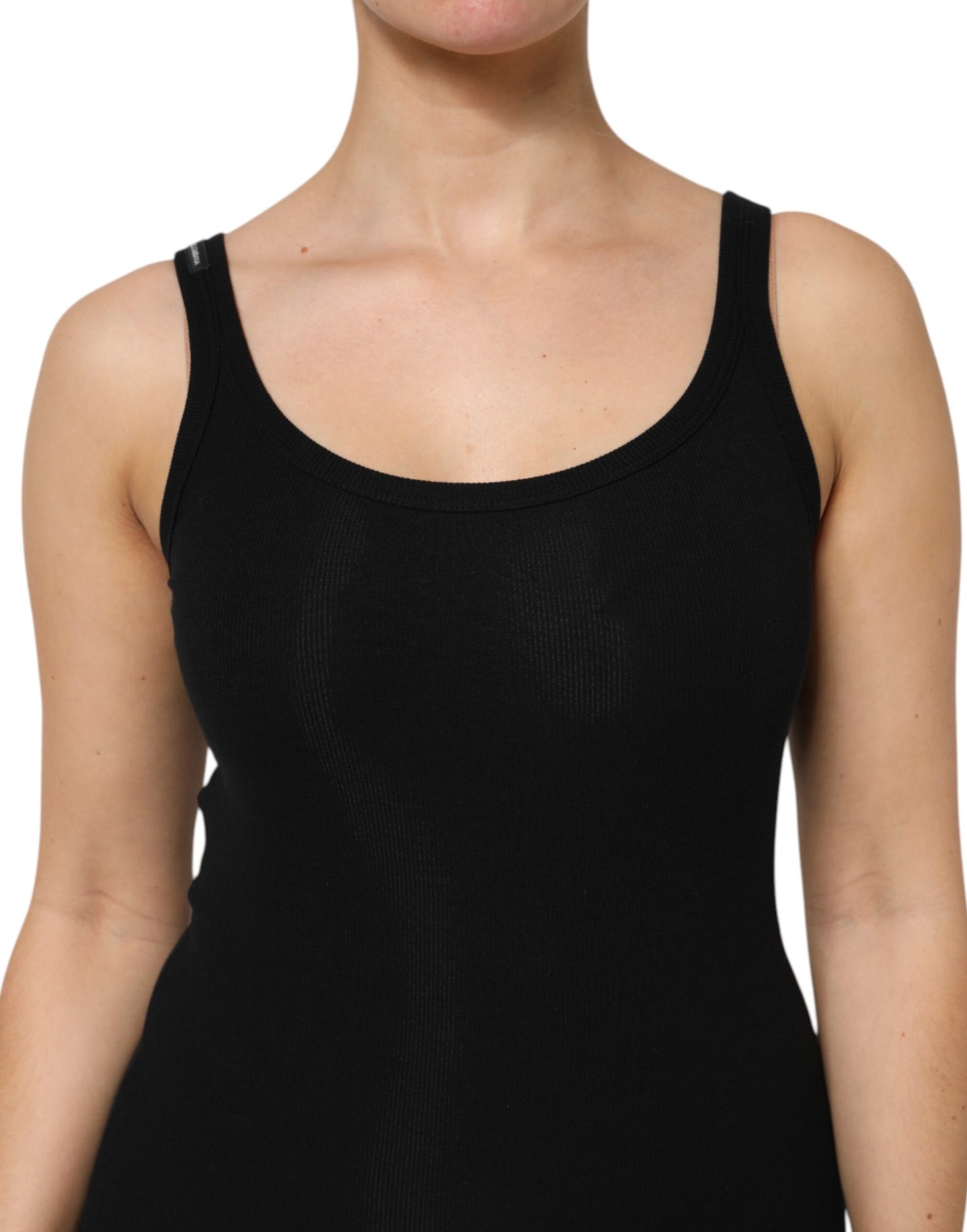 Dolce &amp; Gabbana Svart Bomulls Stretch Ärmlös Damlinne