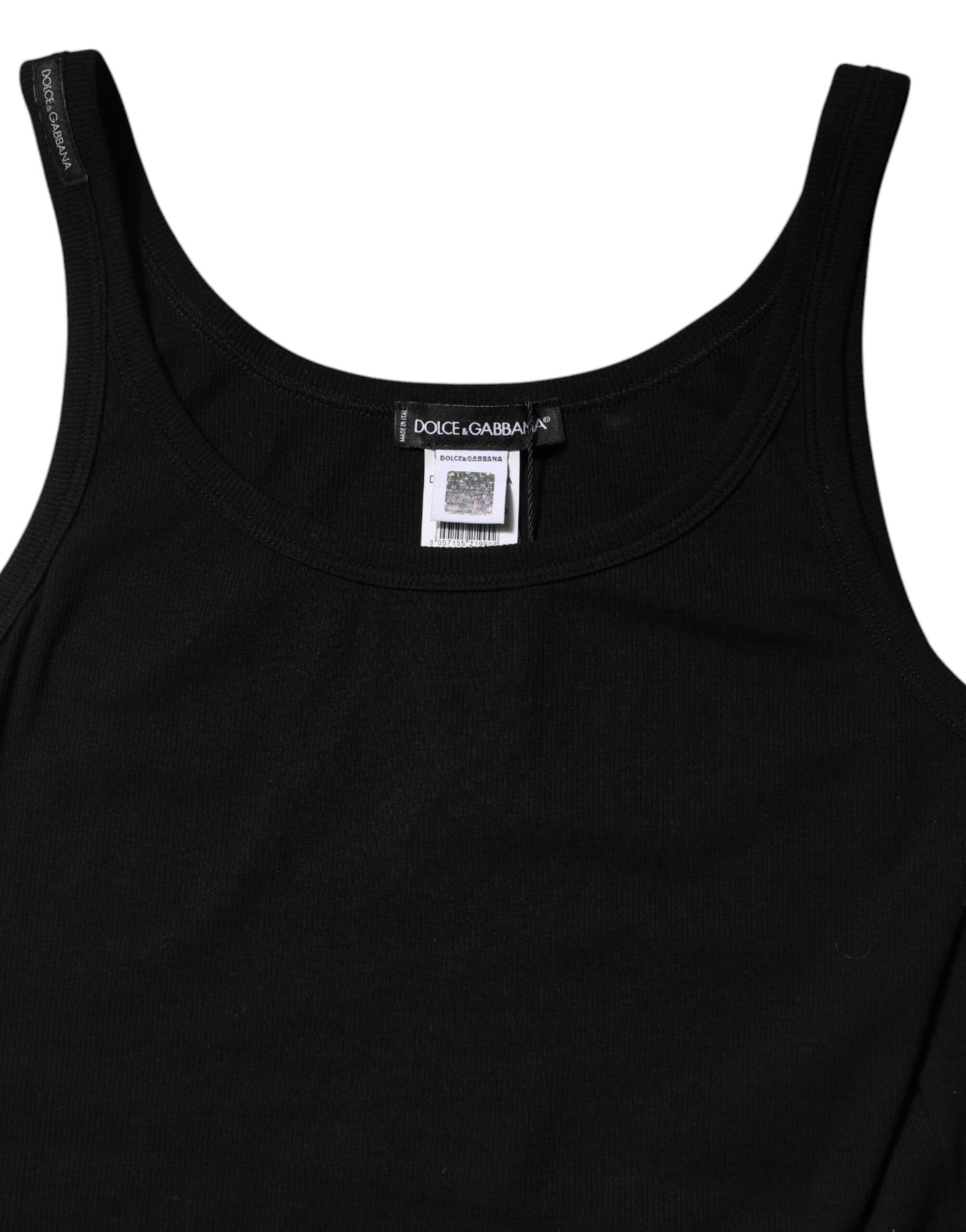 Dolce &amp; Gabbana Svart Bomulls Stretch Ärmlös Damlinne