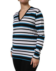 Dolce & Gabbana Multicolor Stripes Long Sleeves V-neck Top