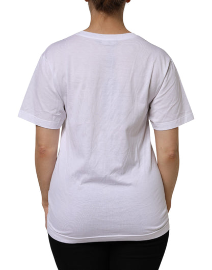 Dolce &amp; Gabbana Hvit bomulls-T-skjorte med korte ermer og V-hals