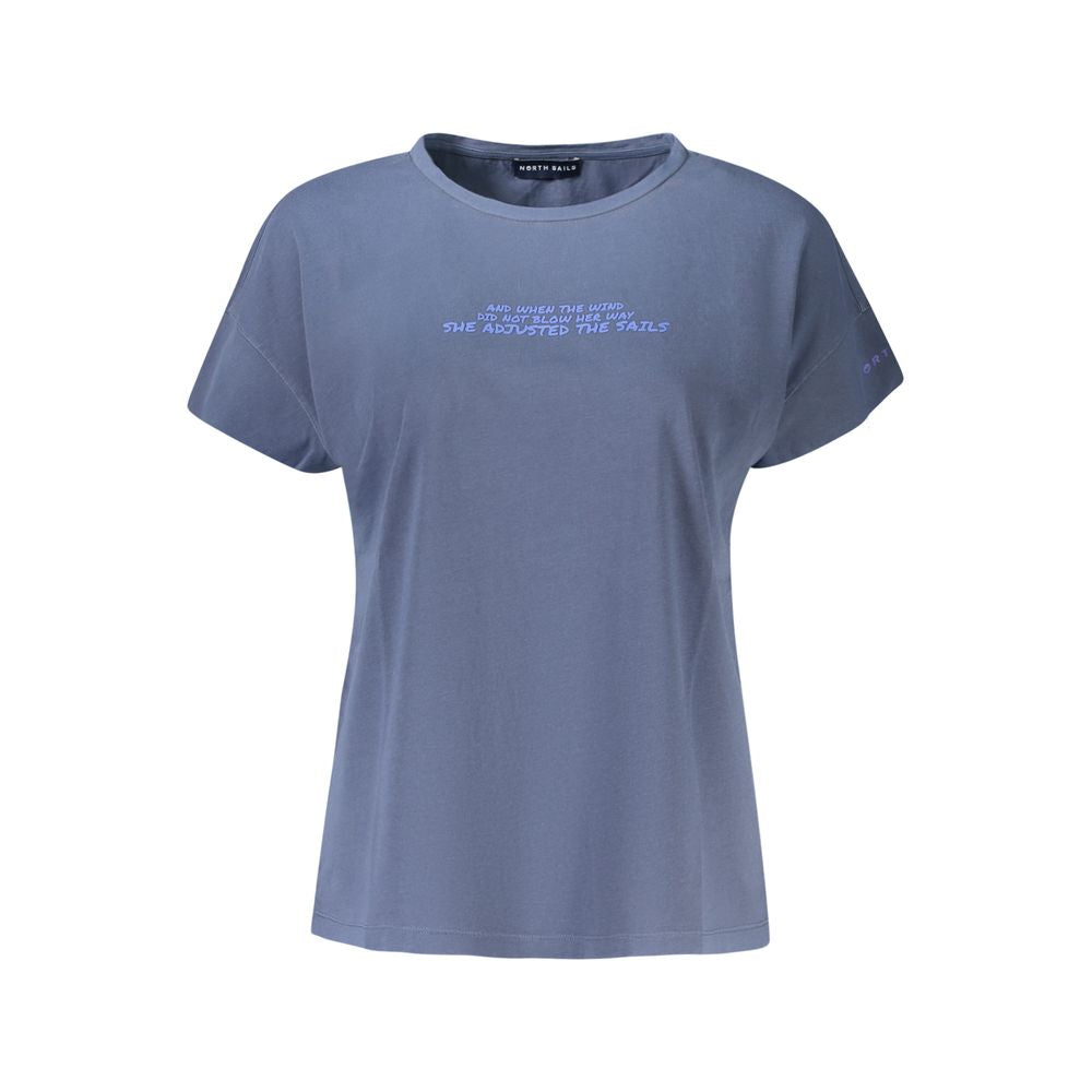 Blå bomulls-t-shirt för kvinnor