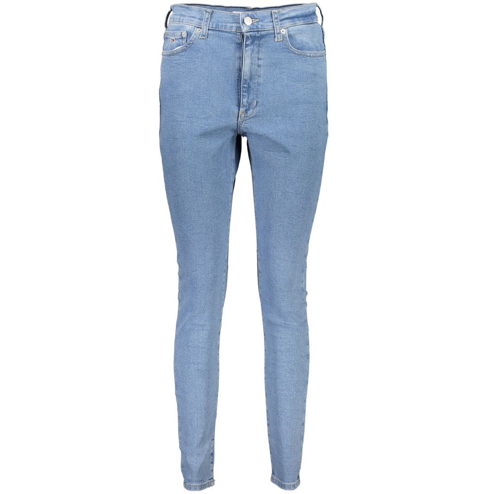 Blå bomulls skinny jeans för kvinnor