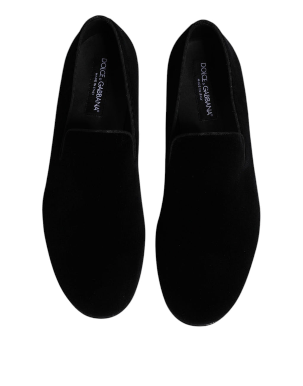 Svarta sammetsslip-on loafers i formskor