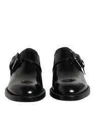 Dolce & Gabbana Black Leather Monk Strap Derby Formal Shoes