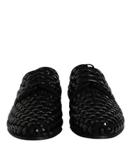 Dolce & Gabbana Black Suede Strass Derby Formal Shoes
