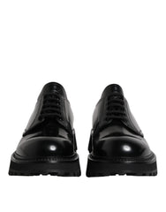 Dolce & Gabbana Black Leather Lace Up Derby Men Dress Shoes