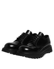 Dolce & Gabbana Black Leather Lace Up Derby Men Dress Shoes
