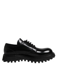 Dolce & Gabbana Black Leather Lace Up Derby Men Dress Shoes