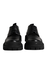 Dolce & Gabbana Black Leather Lace Up Derby Men Dress Shoes
