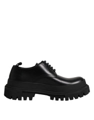 Dolce & Gabbana Black Leather Lace Up Derby Men Dress Shoes