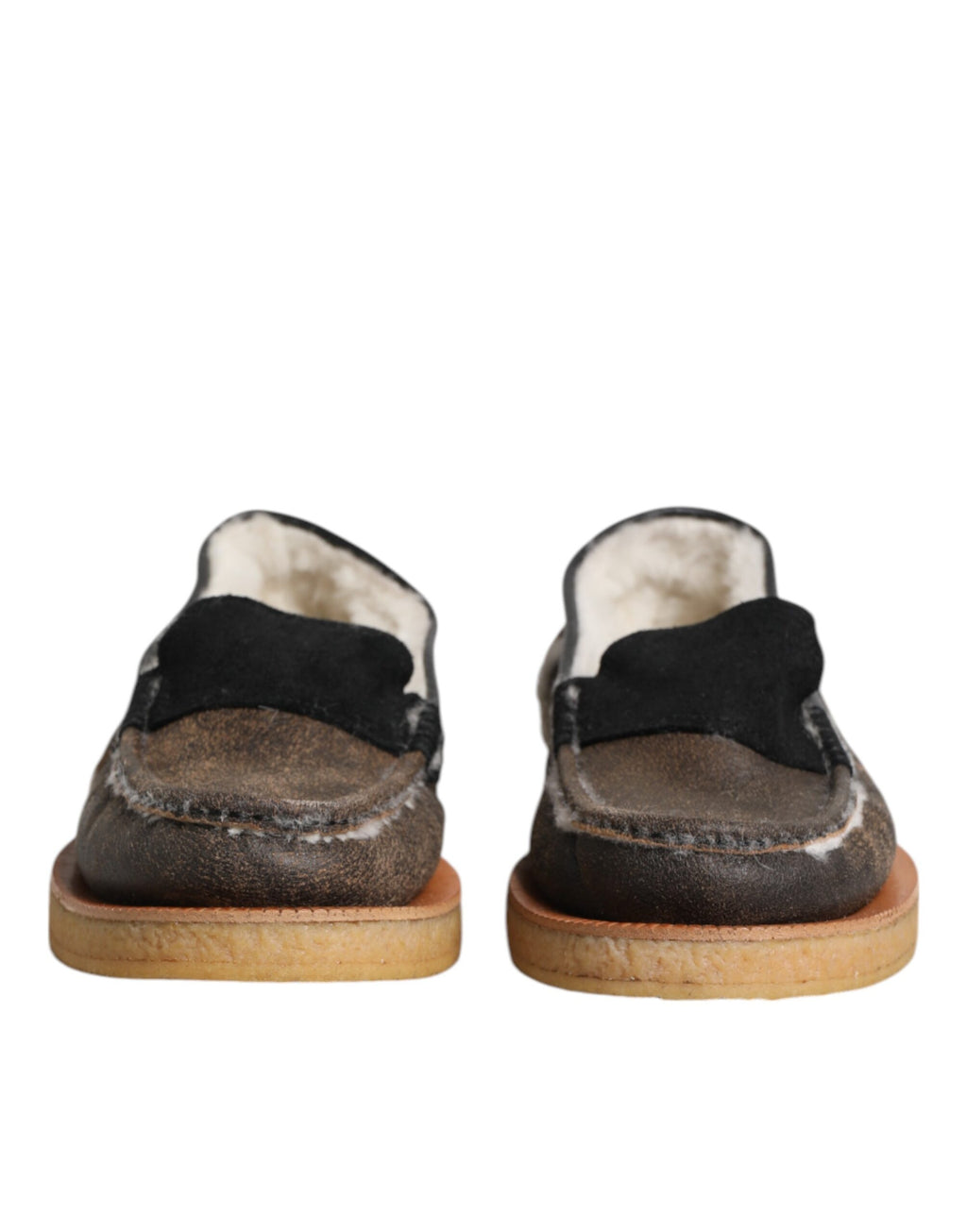 Bruna Vita Loafers I Kalvskinnsläder