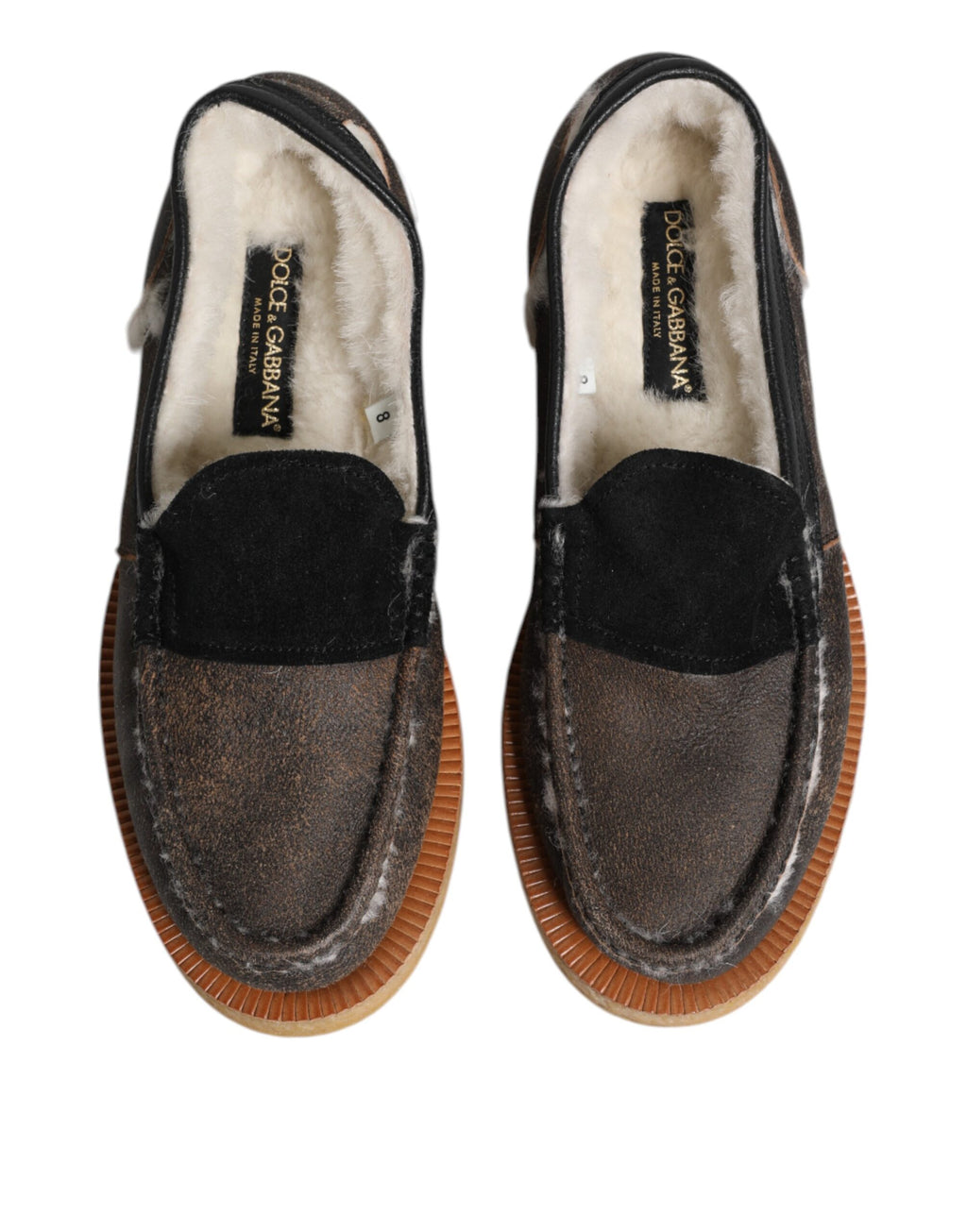Bruna Vita Loafers I Kalvskinnsläder