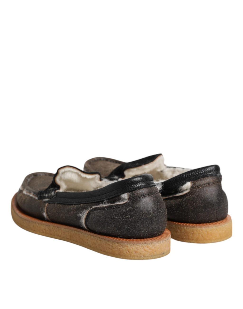 Bruna Vita Loafers I Kalvskinnsläder