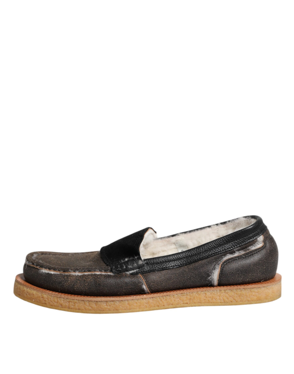 Bruna Vita Loafers I Kalvskinnsläder