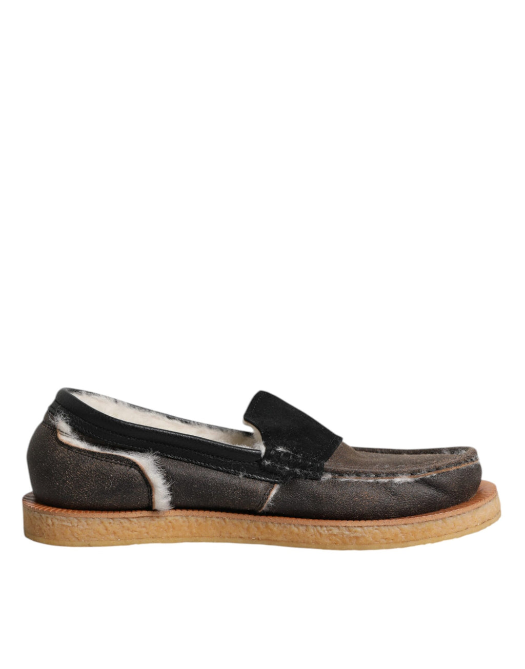 Bruna Vita Loafers I Kalvskinnsläder