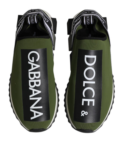 Dolce &amp; Gabbana Grön Svart Slip On Sorrento Sneakers Skor