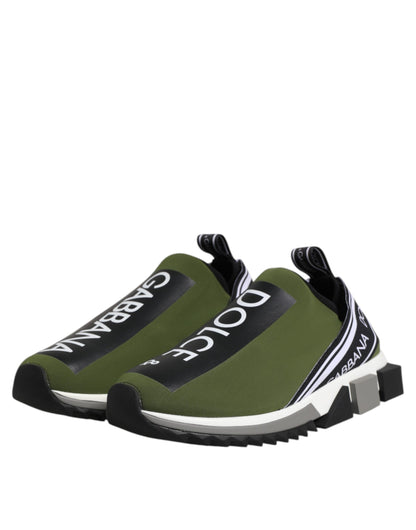 Dolce &amp; Gabbana Grön Svart Slip On Sorrento Sneakers Skor