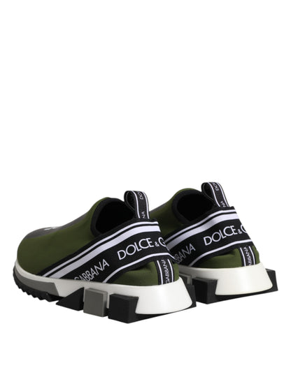 Dolce &amp; Gabbana Grön Svart Slip On Sorrento Sneakers Skor