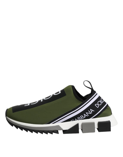 Dolce &amp; Gabbana Grön Svart Slip On Sorrento Sneakers Skor