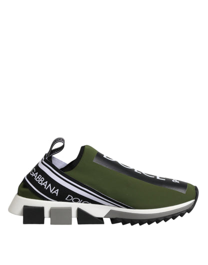 Dolce &amp; Gabbana Grön Svart Slip On Sorrento Sneakers Skor