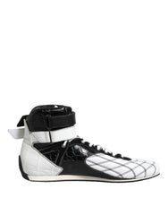 Dolce & Gabbana Black White Leather High Top Sneakers Shoes