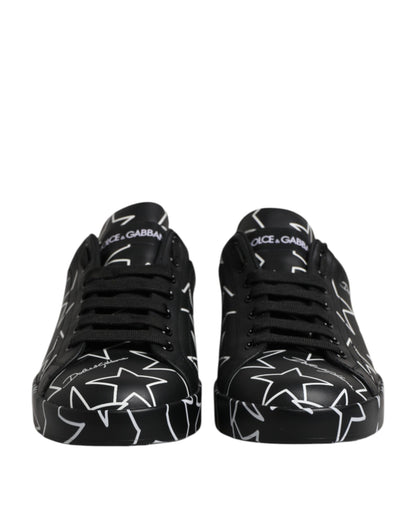 Dolce &amp; Gabbana Svarta Vita Stjärnor Låga Herr Sneakers Skor