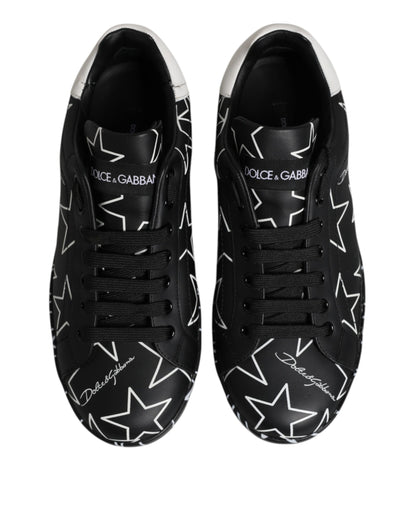 Dolce &amp; Gabbana Svarta Vita Stjärnor Låga Herr Sneakers Skor