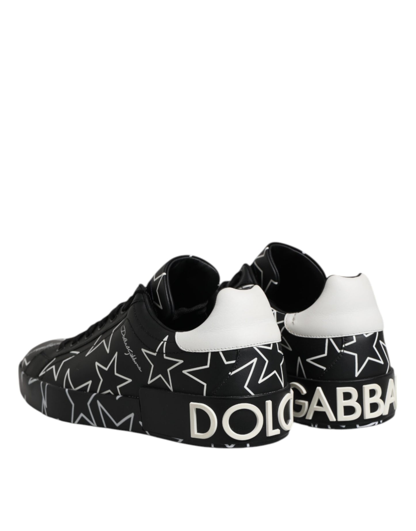 Dolce &amp; Gabbana Svarta Vita Stjärnor Låga Herr Sneakers Skor