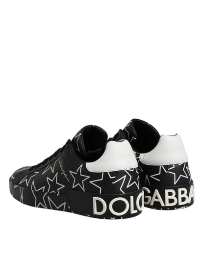 Dolce &amp; Gabbana Svarta Vita Stjärnor Låga Herr Sneakers Skor