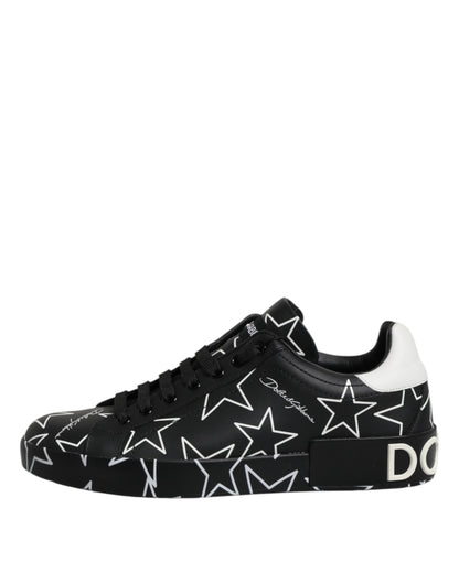 Dolce &amp; Gabbana Svarta Vita Stjärnor Låga Herr Sneakers Skor