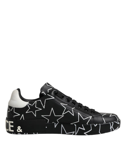 Dolce &amp; Gabbana Svarta Vita Stjärnor Låga Herr Sneakers Skor