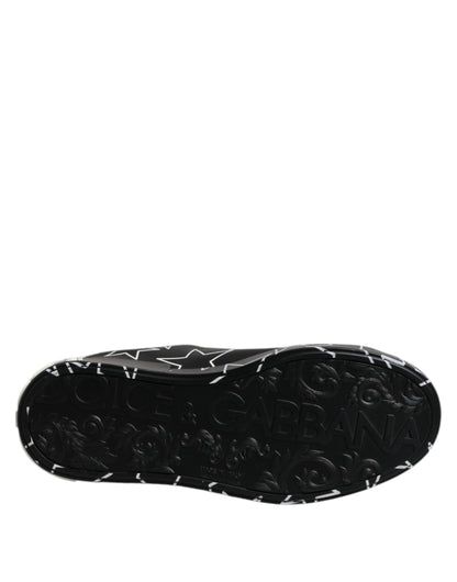 Dolce &amp; Gabbana Svarta Vita Stjärnor Låga Herr Sneakers Skor