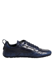 Dolce & Gabbana Dark Blue Leather Low Top Men Sneakers Shoes