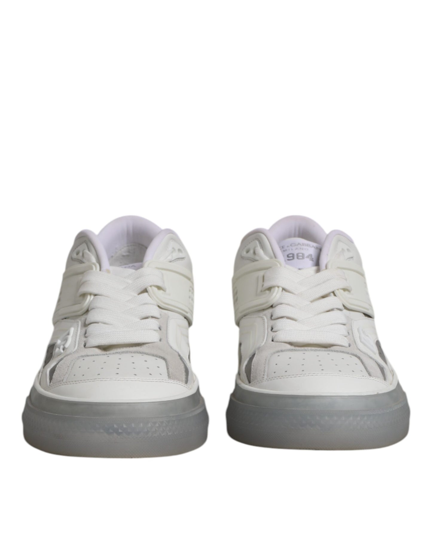 Dolce &amp; Gabbana Vita Låga DG Präglade Herr Sneakers Skor