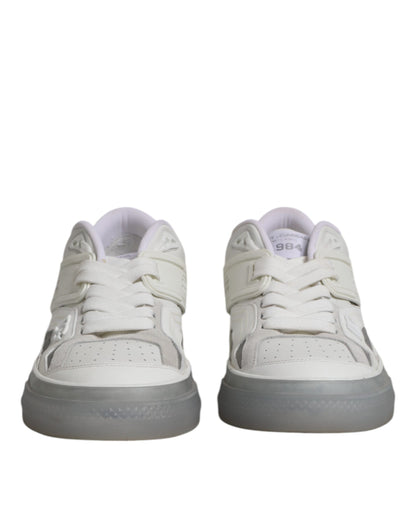 Dolce &amp; Gabbana Vita Låga DG Präglade Herr Sneakers Skor