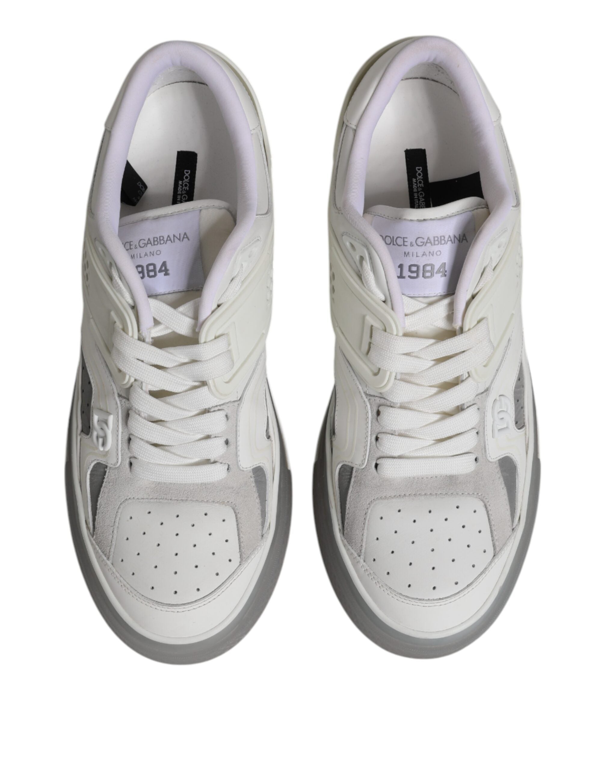 Dolce & Gabbana White Low Top DG Embossed Men Sneakers Shoes