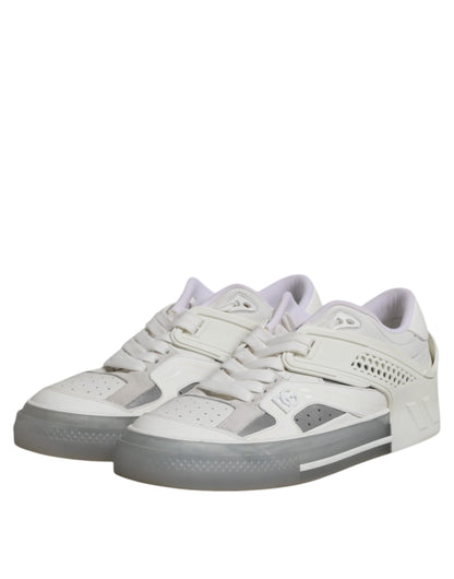 Dolce &amp; Gabbana Vita Låga DG Präglade Herr Sneakers Skor