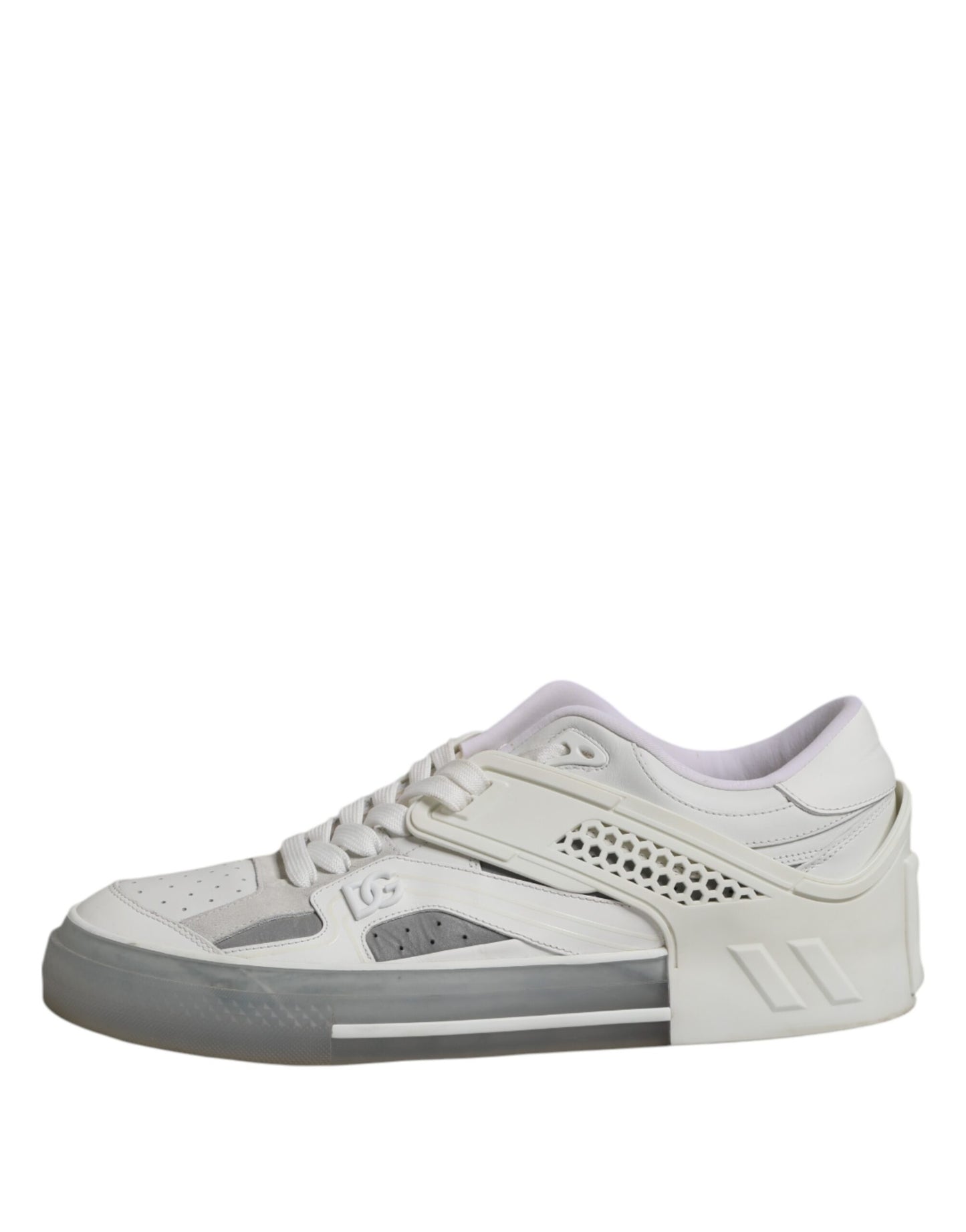 Dolce &amp; Gabbana Vita Låga DG Präglade Herr Sneakers Skor
