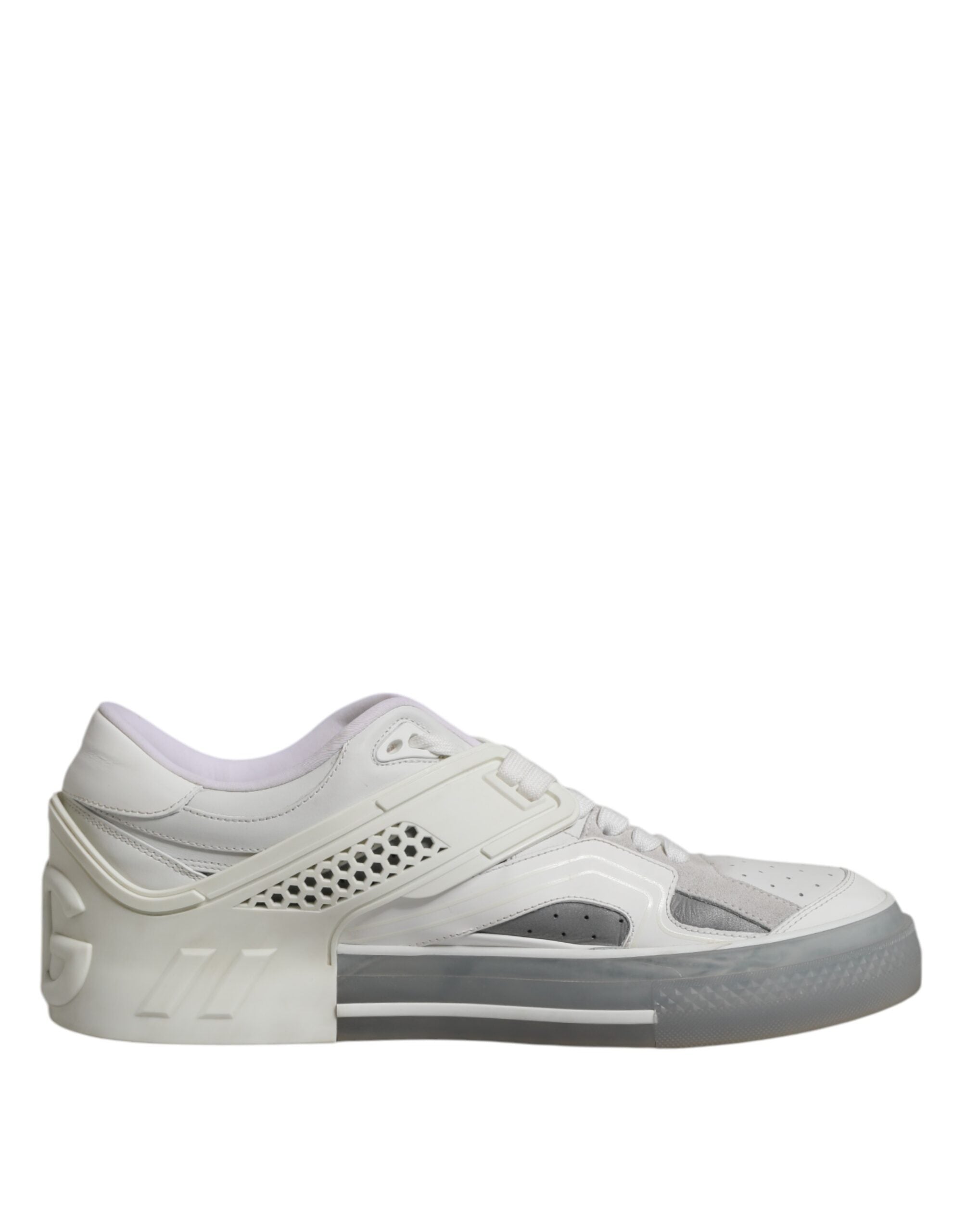 Dolce & Gabbana White Low Top DG Embossed Men Sneakers Shoes