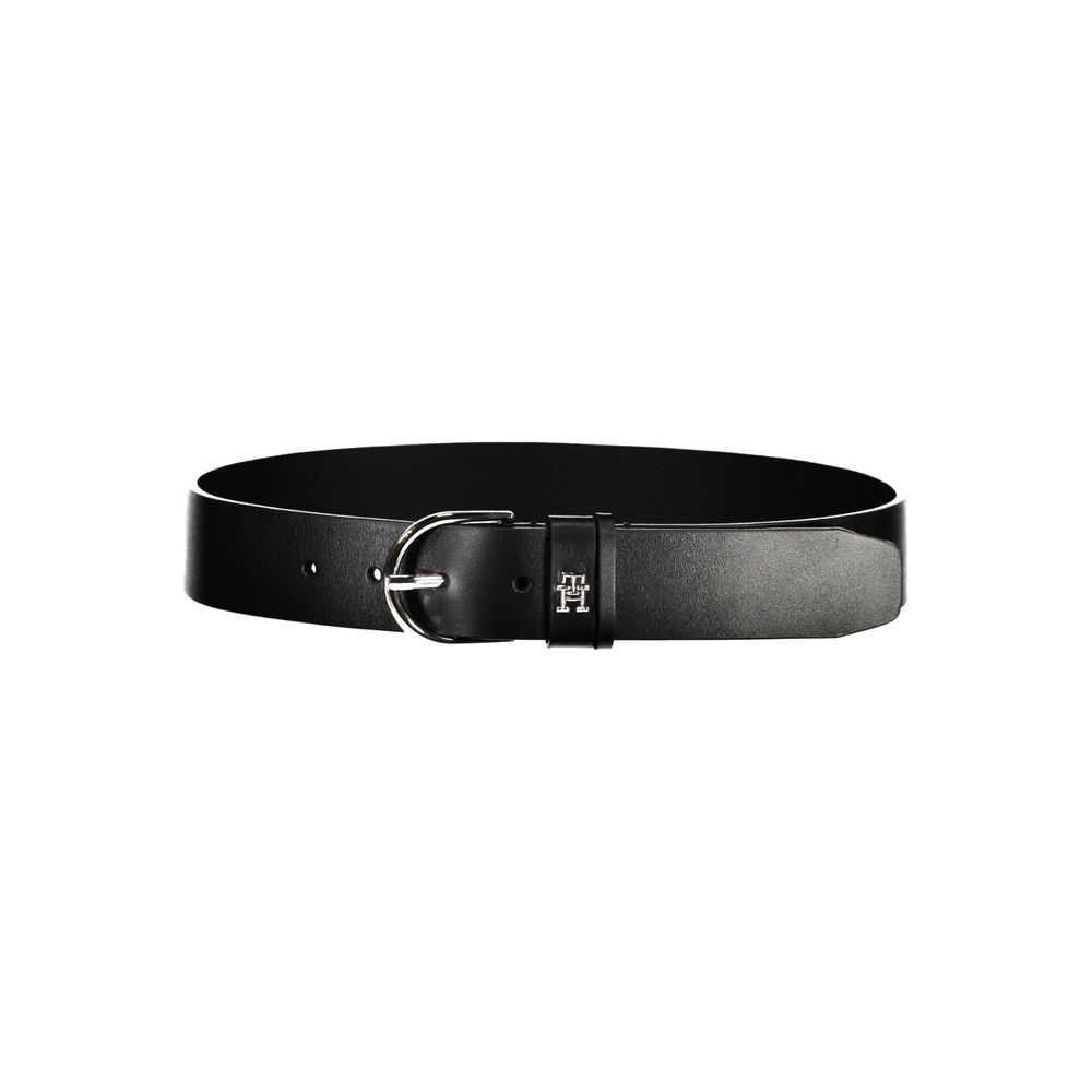Elegant svart skinnbelte med metallspenne
