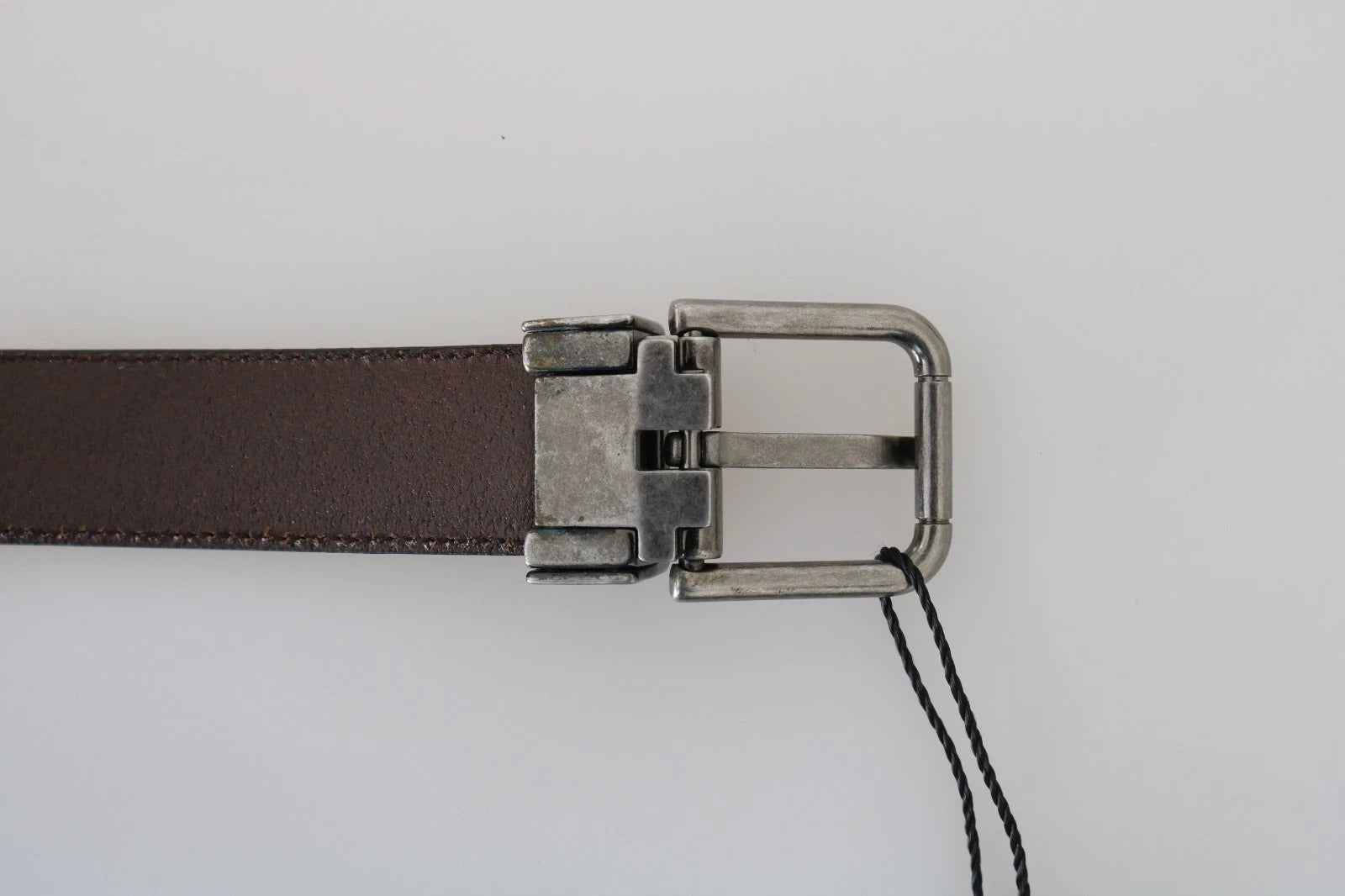 Dolce & Gabbana Blue Perforated Leather Gray Buckle Belt