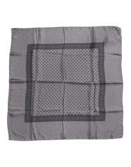 Dolce & Gabbana Gray Polka Dot Silk Square Men Foulard Scarf