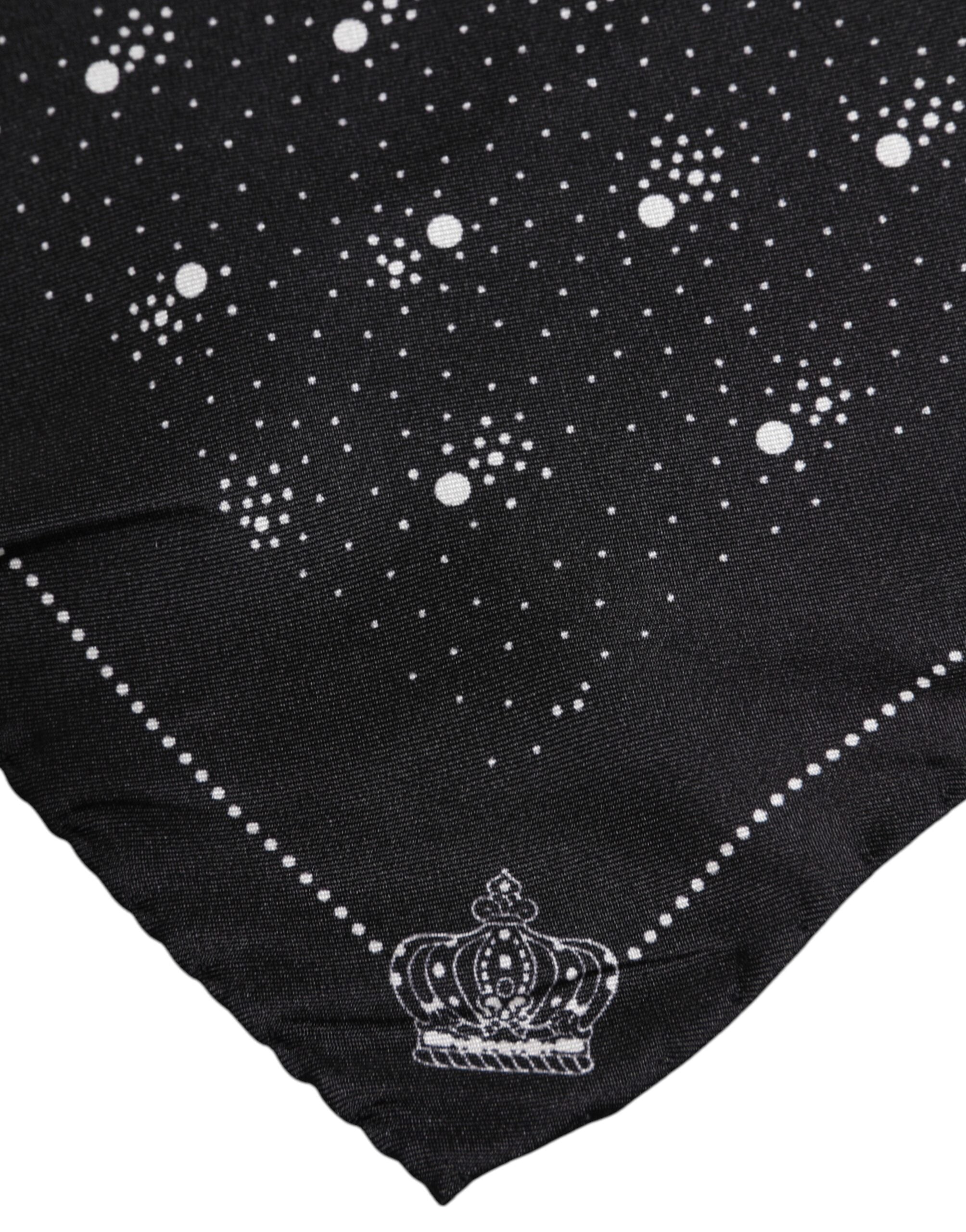 Dolce & Gabbana Black White Printed Square Men Foulard Scarf